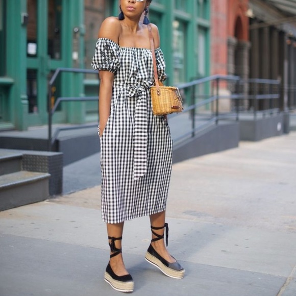 Nanette Lepore Off the Shoulder gingham midi dress - Picture 5 of 5